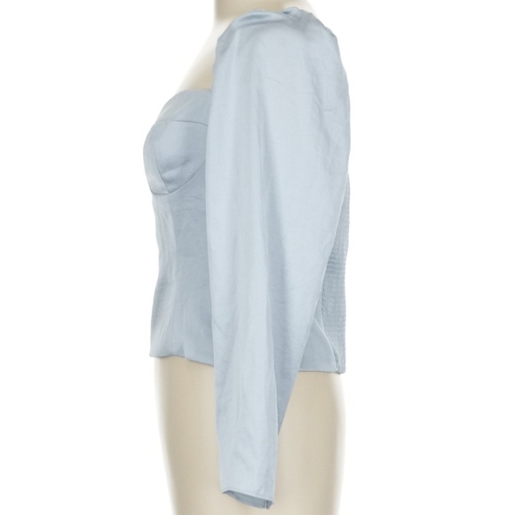 $98 Aritzia Wilfred Puff Sleeve Blouse In Light Blue Size Large L 10 - Picture 4 of 7